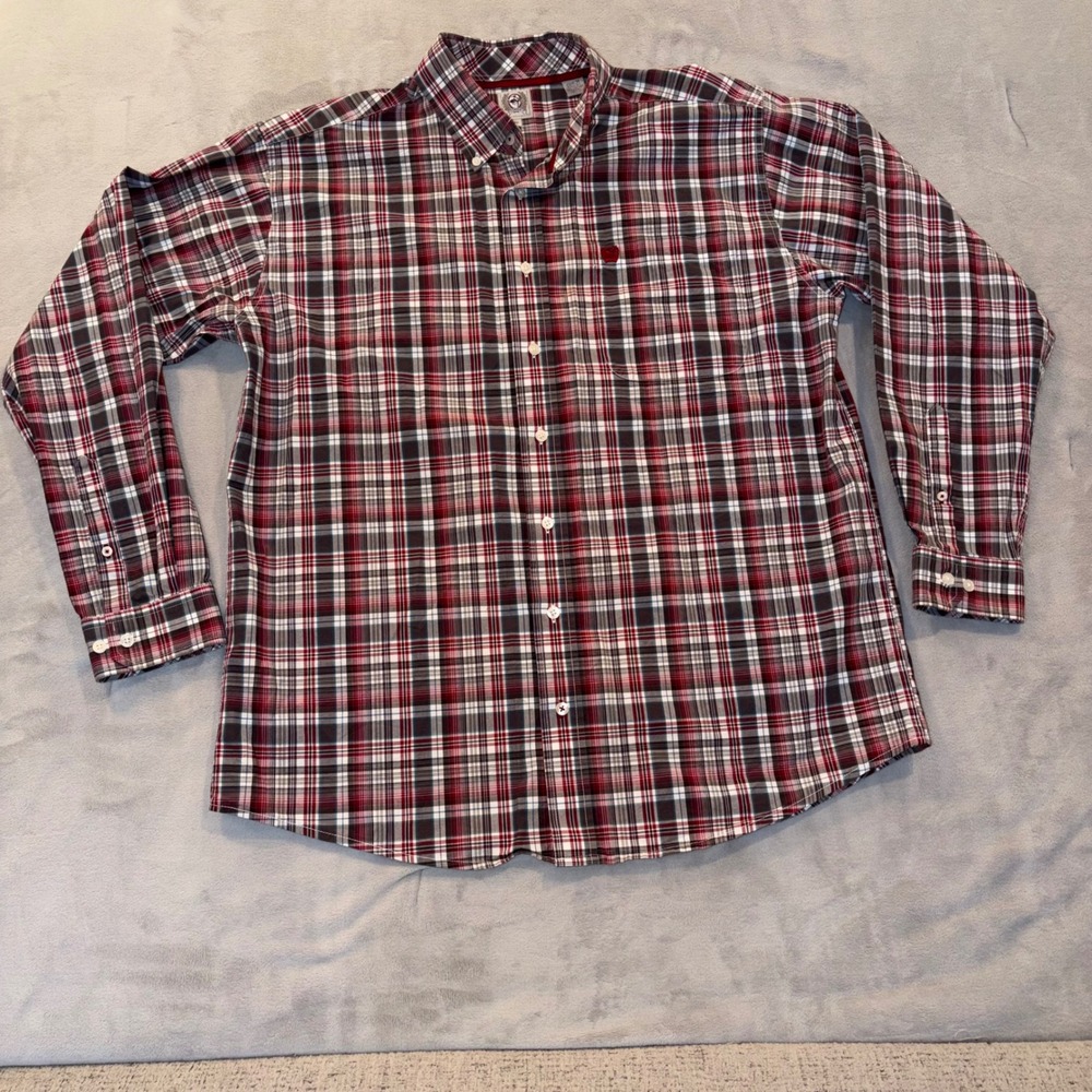Cinch Mens Plaid Button Down Shirt Long Sleeve Medium Cowboy Western Rodeo